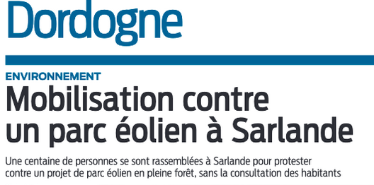 Mobilisation contre le projet de centrale éolienne à Sarlande (Dordogne).